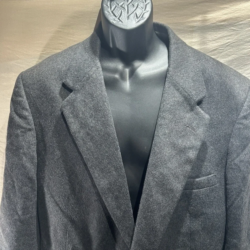 Stanley Blacker Mens 44L Charcoal Grey Wool Camel Hair Blend Blazer